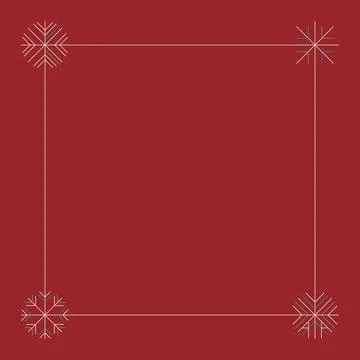 Abstract geometric snowflakes square frame modern retro style with red back.. Ilustración de archivo