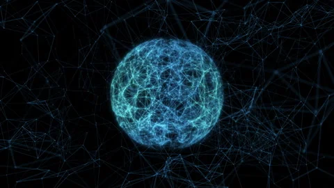 Abstract Geometric Sphere And Space In The Form Of A Plexus Stock Footage 338374982