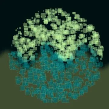 Abstract Geometric sphere of Many square glittering in space explosion of confet Illustrazione stock