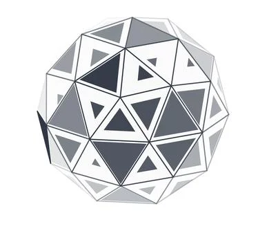 Abstract Geometric Sphere with Triangular Patterns Vector Stock Illustration