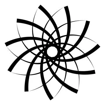 Abstract Geometric Spiral Flower Pattern in Black and White Design Stock Illustration