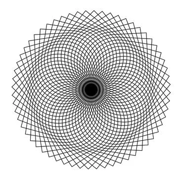 Abstract Geometric Spiral Grid Pattern Circular Line Art Design Stock Illustration
