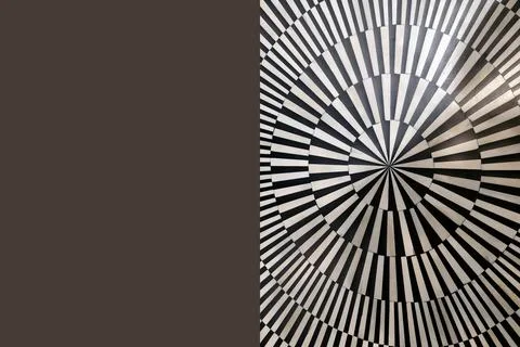 Abstract geometric spiral pattern with black and white radial design, modern arc Stock Photos