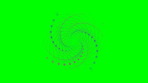 Abstract geometric spiral pattern composed of dots on a vibrant green screen Stock Footage 341839149