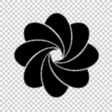 Abstract geometric spiral pattern with curved petal shapes forming a symmet.. Illustration