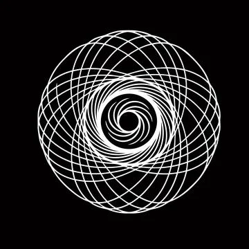 Abstract geometric spiral pattern featuring white hypnotic lines on black b.. Stock Illustration