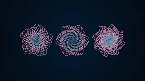 Abstract geometric spiraling motion graphics with pink and blue wireframe e.. Stock Footage 341426997