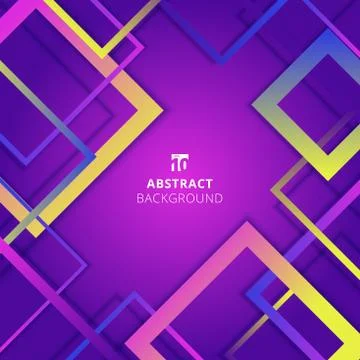 Abstract Geometric Square Border Pattern colorful Overlapping On Purple Backg Stock Illustration
