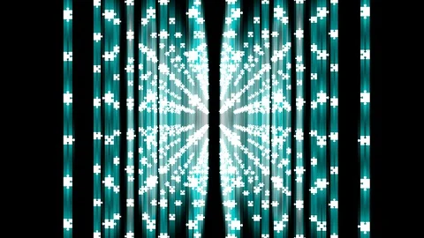 Abstract Geometric Square box shap from Jigsaw puzzle blue color glowing Stock Footage 92482100