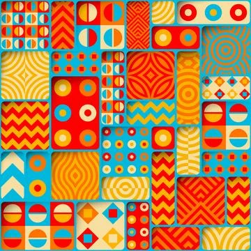 Abstract geometric Square color background. Patchwork style. イラスト素材