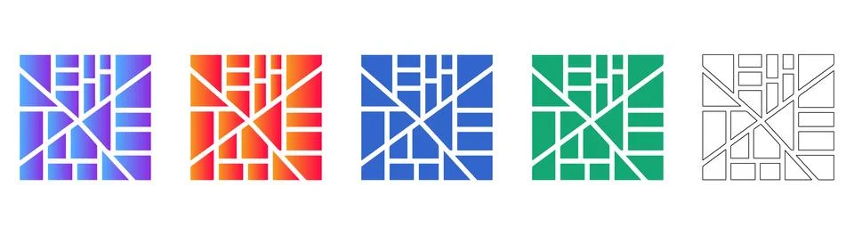 Abstract Geometric Square Grid Icon Set Illustrazione stock