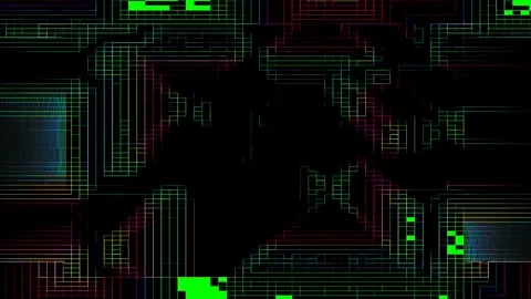 Abstract Geometric Square Line Pattern Techno Style Stock Footage 335858301