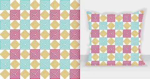 Abstract geometric square lines pattern with pillow mockup イラスト素材