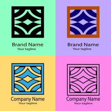 Abstract Geometric Square logo Design Stock Illustration