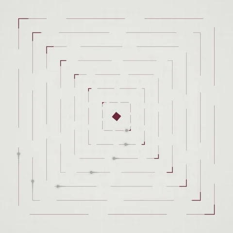 Abstract geometric square pattern animation, minimalist dark red lines on w.. Stock Footage 347810263