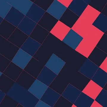 Abstract Geometric Square Pattern Background with Navy Blue and Vibrant Coral Illustrazione stock