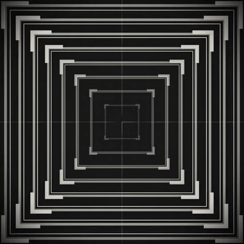 Abstract Geometric Square Tunnel Animation with Metallic Lines on Black Bac.. Stock Footage 346281445
