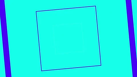 Abstract Geometric Square Tunnel Background in Cyan and Purple, Infinite De.. Stock Footage 333472216