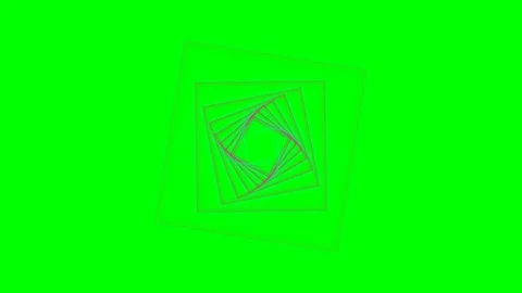 Abstract geometric square tunnel pattern against a vibrant chroma key green Stock Footage 340904239