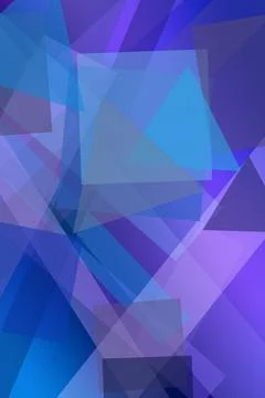 Abstract geometric squares and triangles in layered blue and purple gradien.. Illustrazione stock