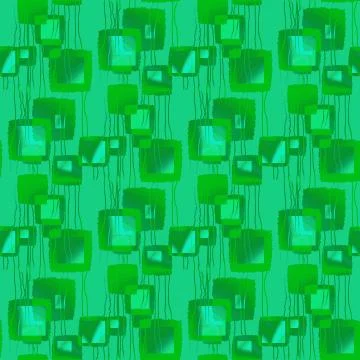 Abstract geometric squares pattern green shades turquoise Stock Illustration