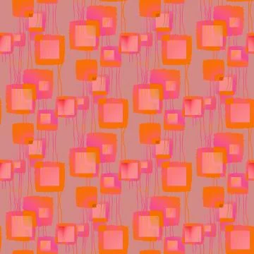 Abstract geometric squares pattern pink orange violet gray Stock Illustration