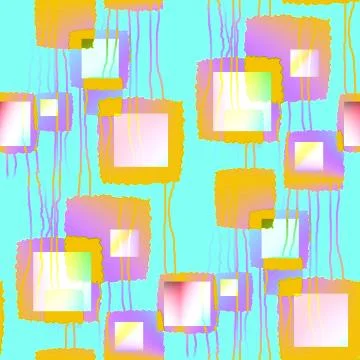 Abstract geometric squares pattern turquoise multicolored Stock Illustration