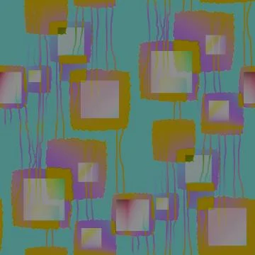 Abstract geometric squares pattern turquoise ocher violet purple Stock Illustration