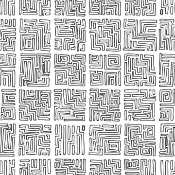 Abstract geometric squares seamless pattern. Vector doodle illustration. Stock Illustration