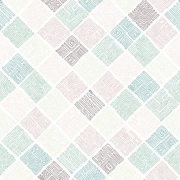 Abstract geometric squares seamless pattern. Vector doodle illustration. Stock Illustration
