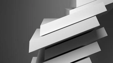 Abstract geometric stacked blocks with sharp edges and deep shadows, 3d Stock Illustration