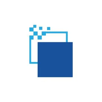 Abstract geometric stacked shape digital square logo design element Illustrazione stock