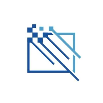 Abstract geometric stacked shape digital square logo design element Illustrazione stock