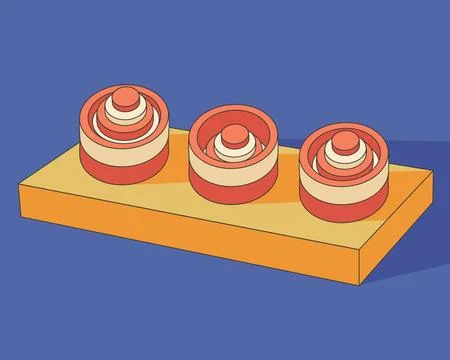 Abstract geometric stacking toy with concentric circular elements of different 库存插图