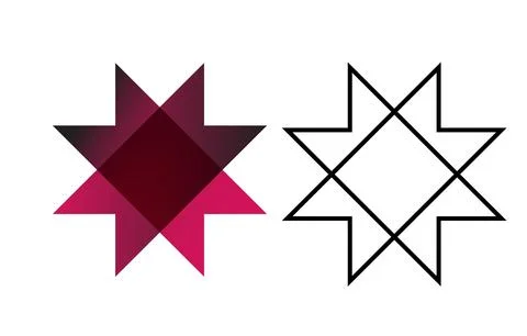 Abstract Geometric Star Logo Gradient and Outline Icon Set Stock Illustration