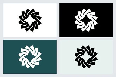Abstract Geometric Star Logo Icon Set Stock Illustration
