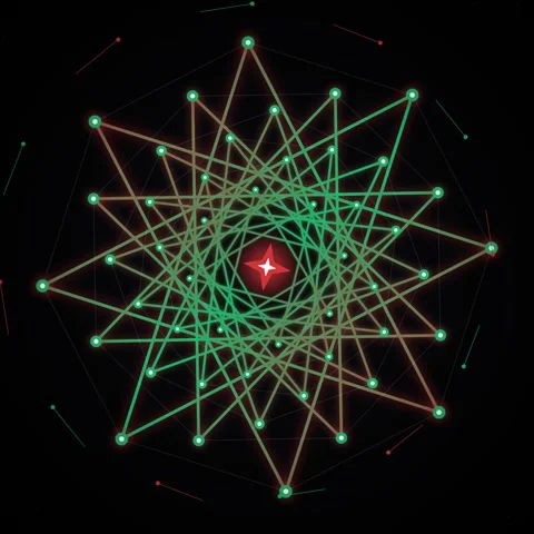 Abstract Geometric Star Pattern Animation with Glowing Lights and Fractal E.. Stock Footage 347811433