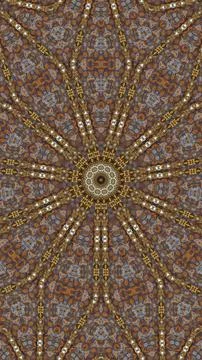 Abstract geometric star pattern with gold and blue radial mosaic tiles. Stock Illustration