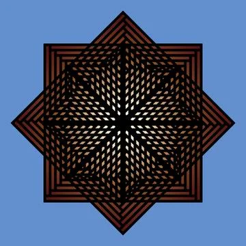 Abstract Geometric Star Pattern with Layered Line Design Stock Illustration