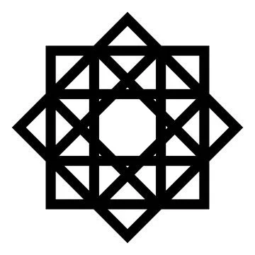 Abstract Geometric Star Pattern with Octagonal Center Outline Stock Illustration