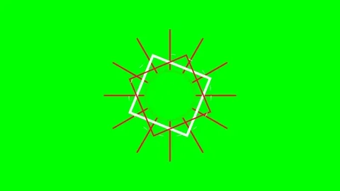 Abstract geometric star pattern with white square on solid green background Stock Footage 340264924