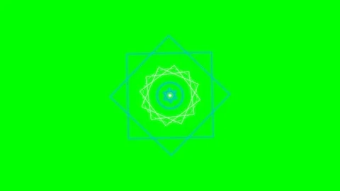 Abstract geometric star pattern with white and blue lines on green screen Stock Footage 341839604