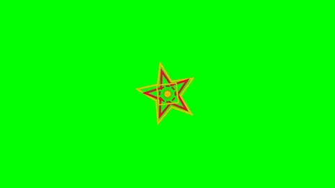 Abstract geometric star shape composed of red and yellow lines on green Stock Footage 340264832