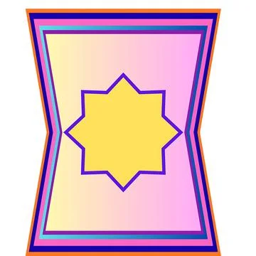 Abstract geometric star shape with gradient colors and border accents Illustrazione stock