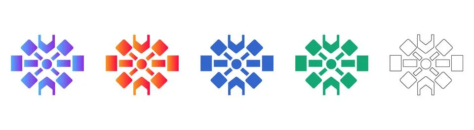 Abstract Geometric Star Shape Icon Set Stock Illustration