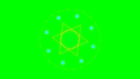 Abstract geometric star shape with surrounding dots on a green screen Stock Footage 340904586
