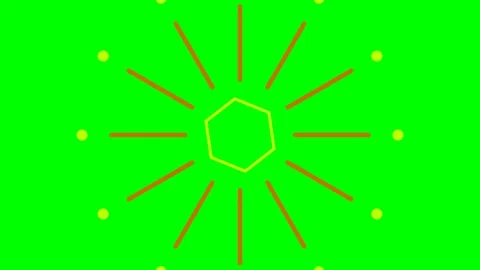 Abstract geometric starburst design with a central yellow hexagon shape Stock Footage 340903912