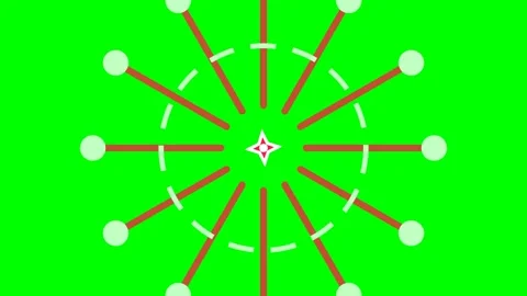 Abstract geometric starburst pattern with radial lines on green background Stock Footage 340267331