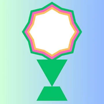 Abstract geometric starburst trophy with gradient background and green base Illustrazione stock