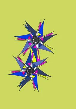 Abstract Geometric Starburst Vector Artwork on Olive Background Stock Illustration